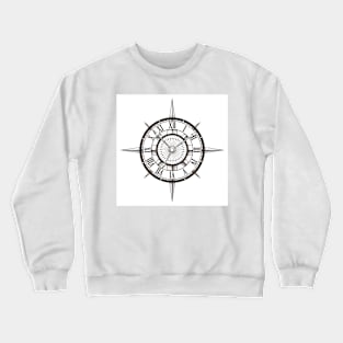 Retro Emblem of Round Compass Clock Crewneck Sweatshirt